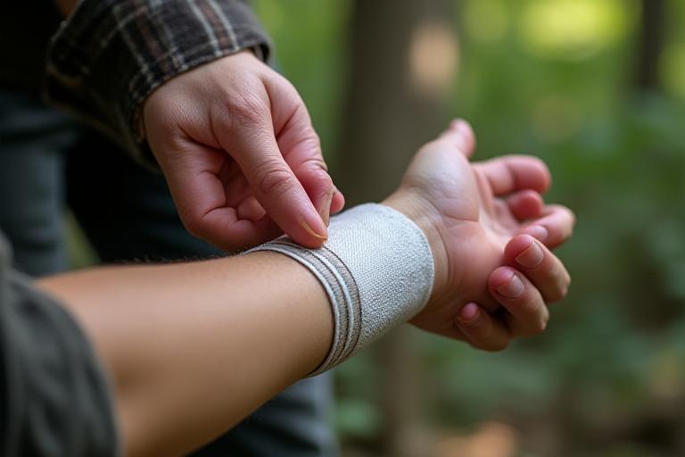 First aid training in the woods